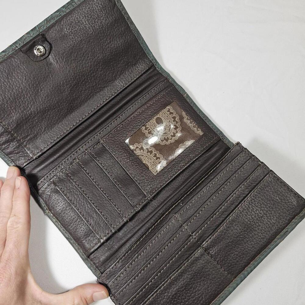 American West Women's Ladies Tri-Fold Wallet Turquoise-Vintage - Picture 5 of 10